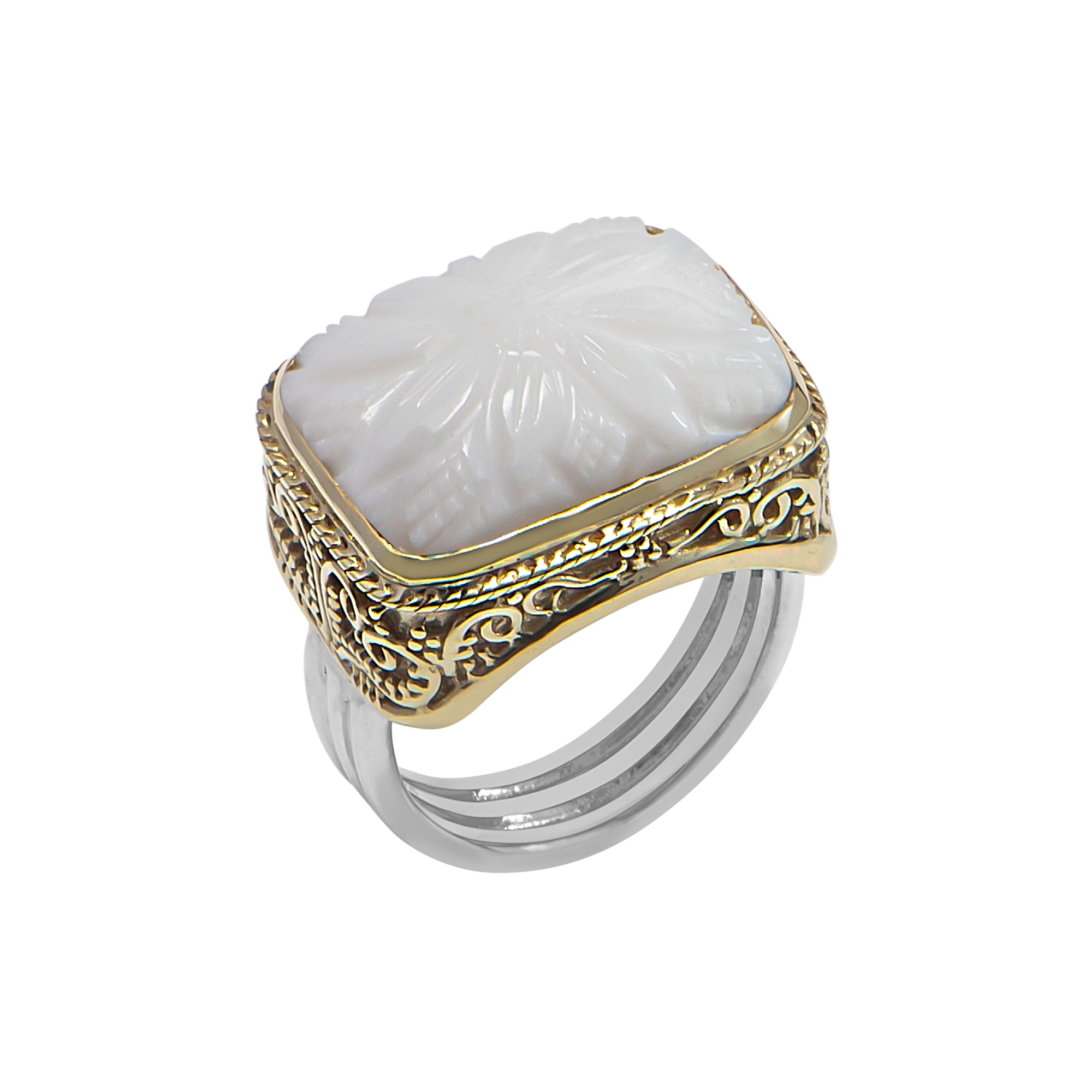 Bague Flower rectangle vert