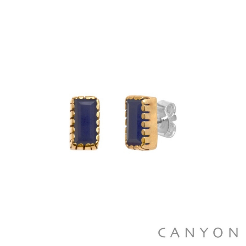 Boucles d'oreille Rectangle bleu foncé